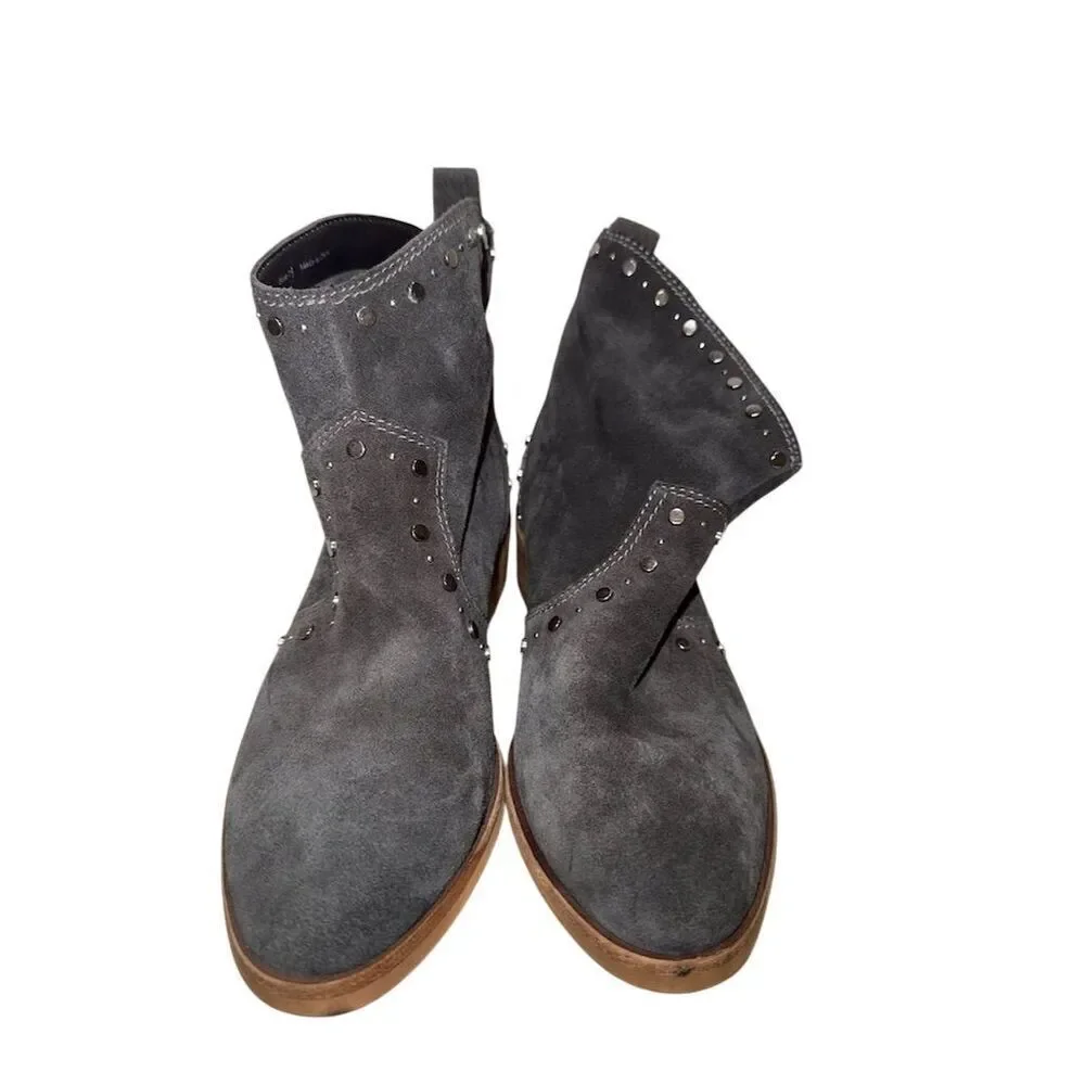 Dolce Vita Gray Suede Studded Western Ankle Booties 7.5